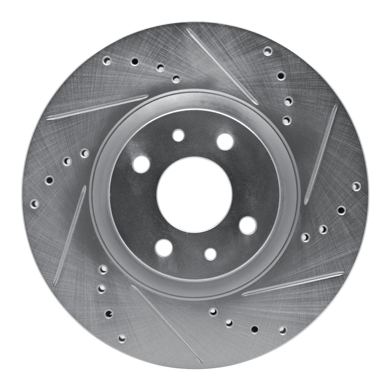 Fiat 500 Brake Rotor (1) - Front Right - R1 Concepts - Drilled & Slotted - Silver - `12-`19